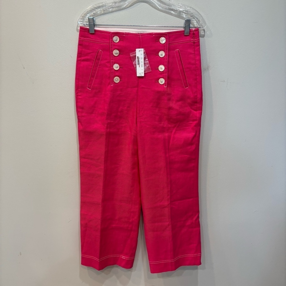 J.Crew Wide Leg Peyton Sailor Pink Linen Blend Pants Women’s Size 6 NEW